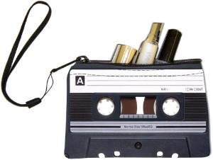 cassette tape cosmetic bag